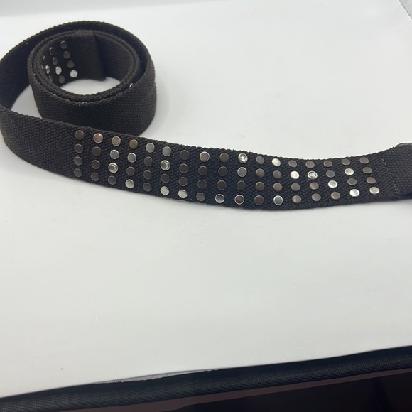 Brown studded belt size 14 cavnas brown D ring belt boho indie limited edition - Picture 2 of 10